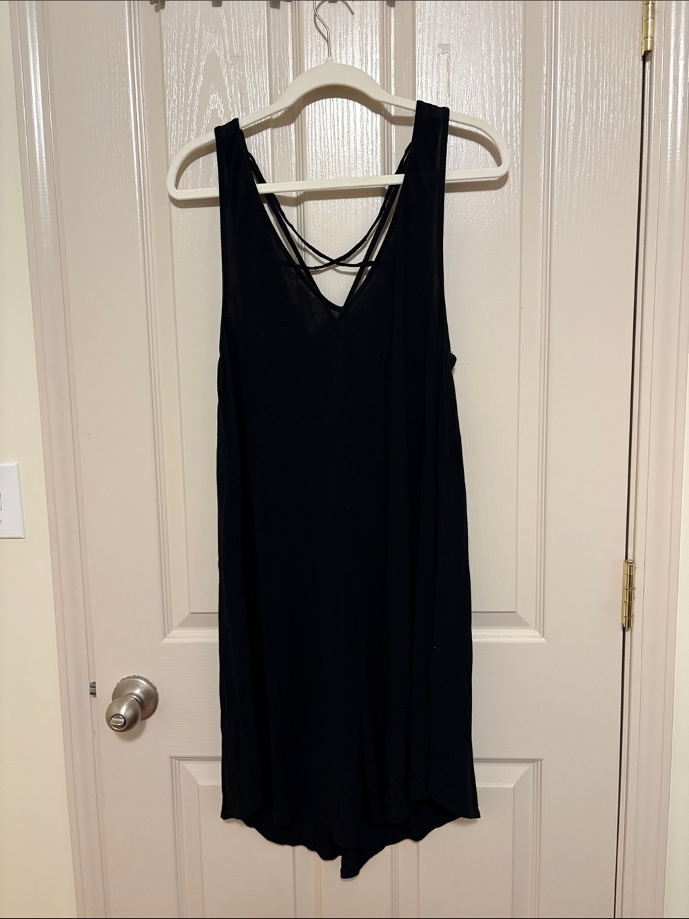 Sleeveless Black Strappy V-Neck Midi Dress